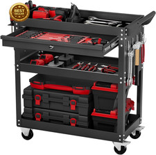 4-tier Tool Cart With Wheels 350 Lbs Load Capacity Rolling Work Cart With Draw