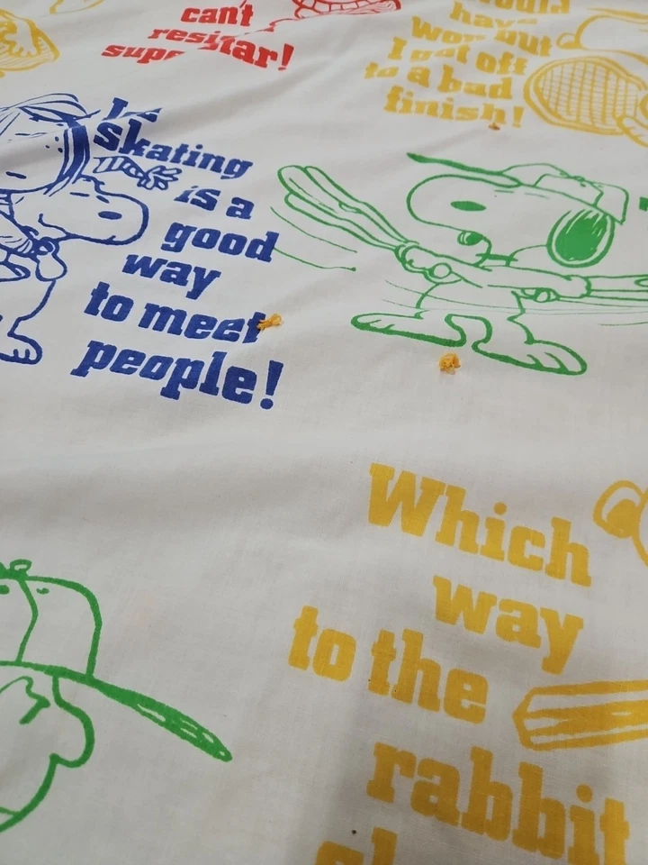 Vtg Peanuts Snoopy Blanket PEANUTS ALL SPORTS Quilt Handmade Woodstock Charlie  - Image 4 of 4