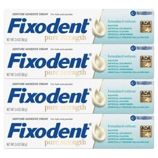 Fixodent Pure Strength Secure Denture Adhesive 2.4oz Pack of 4 