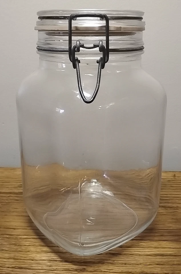 Ermetico fv #2 Cuadrado 1/2 Galón (2L) Tarro de Vidrio, Tapa y Sello de Goma Italia De Colección Foto 2 de 4