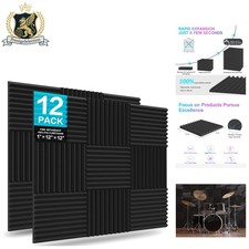 High-Density Black Acoustic Foam Panels - Fire-Resistant  Noise Absorbing