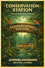 Animal Kingdom Conservation Station V2 WDW Painted Light Attraction Poster