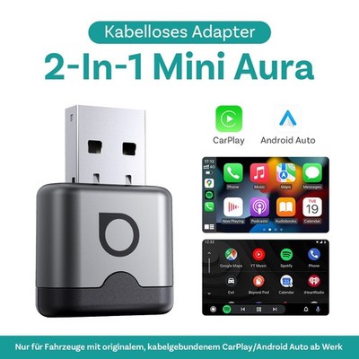 OTTOCAST Mini Aura Wireless Adapter für Apple CarPlay Android Auto Bluetooth 5.4