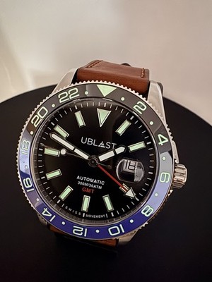 Ublast Royal GMT Automatic 44mm 300m Diver Watch UBRG644BBK/PLN Box