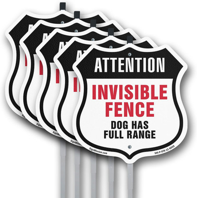 Attention Invisible Fence Dog Has Full Range (5 Pack) 12 Inch X 12 Inch Shield S