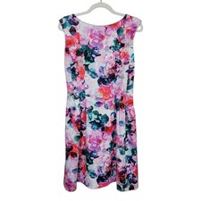 Eliza J. Sleeveless Sheath Dress Vibrant Floral Pattern Knee Length Sz 10 Spring