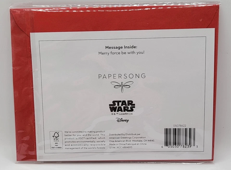 Tarjetas de Navidad Papersong R2D2 y Porgs, lote de 6 Foto 2 de 4