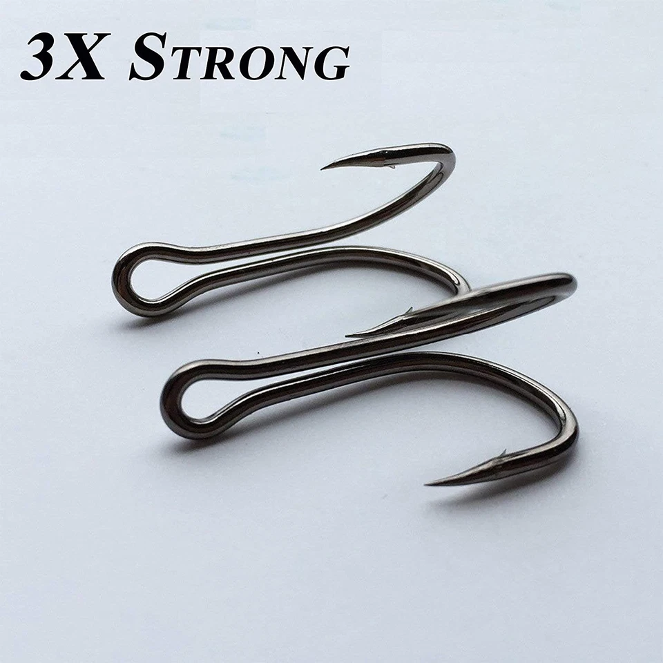 100Pcs Classic Double Hook Open Shank Frog Hooks High Carbon Steel Barbed Hooks - Image 2 of 4