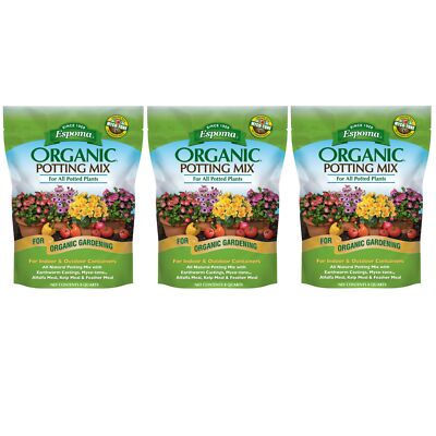 Espoma Organic Potting Soil Mix, Potting Mix, 8qt (3 pack)