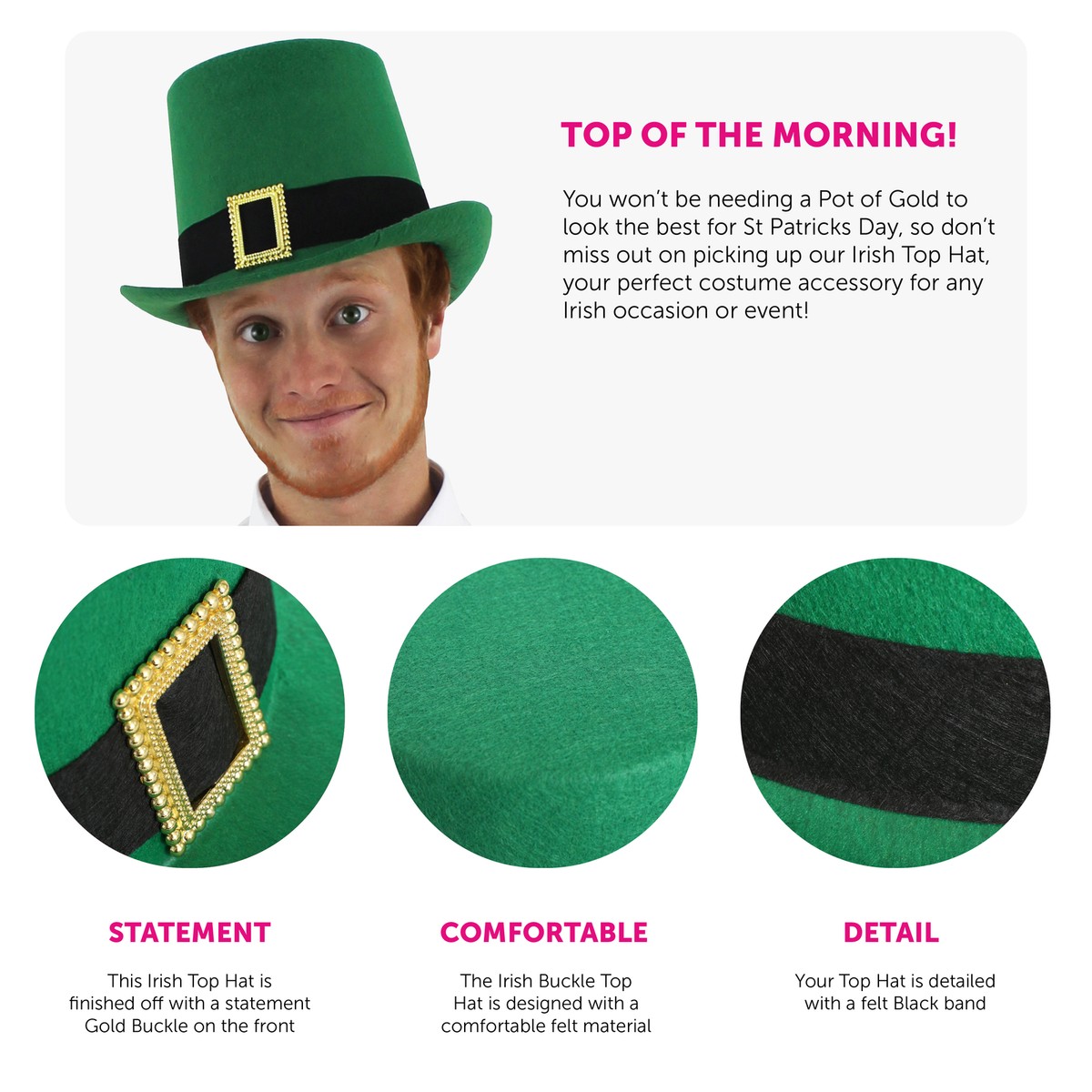 Green Leprechaun Top Hat St Patricks Day Fancy Dress Irish Ireland