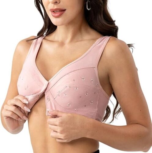 Comfortable Daisy Bra for Seniors | Lisa Charm No Wire Snap Front Closure