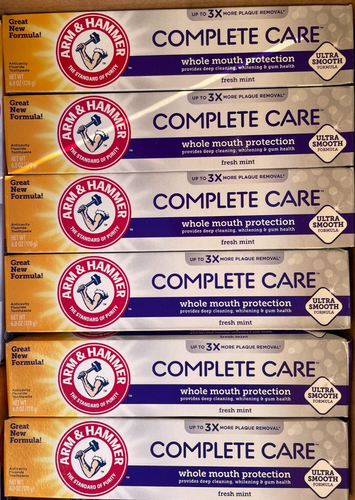Arm & Hammer Complete Care Toothpaste, Fresh Mint Flavor, Stain Defense, 6 Pack