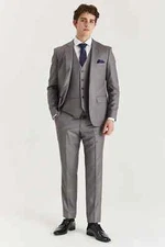 Men’s Grey Tailored Fit Formal Suit Business Wedding 3-Piece Sold Separately Set
