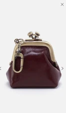 Hobo Intl NWT Run merlot Leather Kisslock Purse W/ Dog Clip