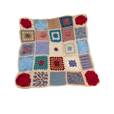 Granny Square Afghan Blanket, Hand Crafted, Beautiful Multicolored, 50 x 50 in.