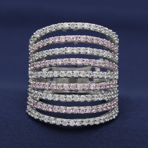 Umwerfend Cubic Zirkonia Nine Line Riesiges Hochzeit Damen Ring Variant Color - Bild 91 von 129