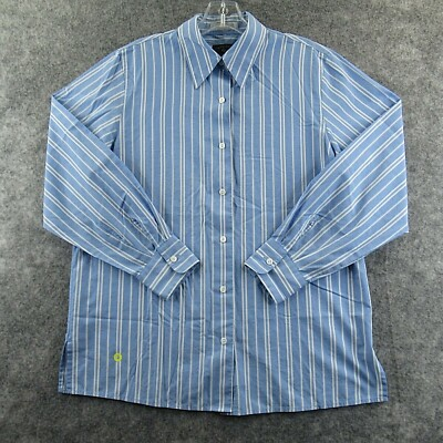 #ad #ad Chelsea Cambell Womens Button Up Shirt 10 Blue Striped Long Sleeve Collared* $2.99
