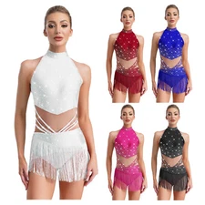 Womens Bodysuit Cha-Cha Costume Competition Dancewear Nightclub Patchwork Party
