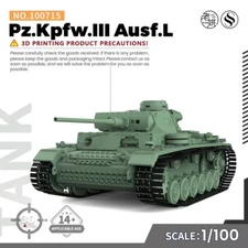 SSMODEL SS100715V2.0 1/100 15mm WarGaming Military Model Kit Pz.Kpfw.III Ausf.L