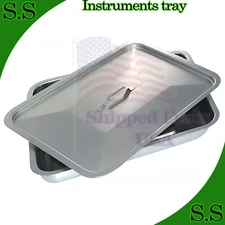 Instrument Tray With Lid Cover 6" x 10" x 2.25" New DN-2424