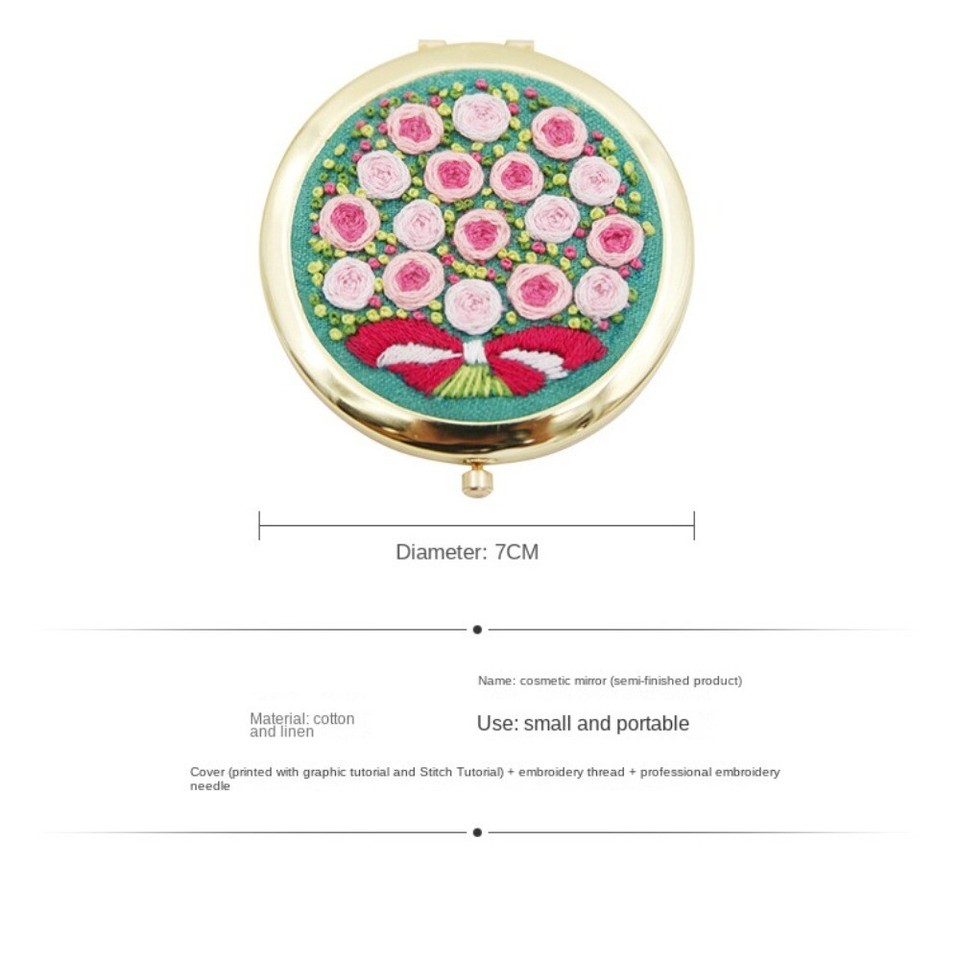 Round DIY Makeup Mirror DoubleSided Mirror Cross Stitch Kit eBay