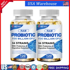Raw Probiotics Digestive Enzymes 100 Billion CFU Potency Immune Health 240 Pills