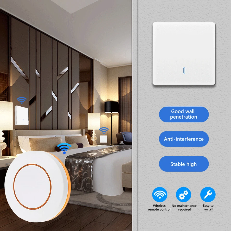 Interruttore Smart Wireless Luce-RF 433Mhz Interruttore Pannello Parete con Telecomando Mini - Immagine 4 di 4