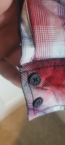 Machine Custom Co. Medium Mens Red And Black Button Up Shirt With Zipper Pockets - Picture 8 of 14