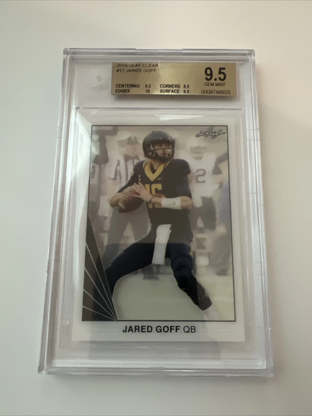 Jared Goff Leaf Trinity Clear Autographs #CAJG1 Gold