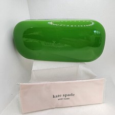 New Kate Spade Sunglass Case Cloth Clam Shell Green Apple w/ Flocked Interior