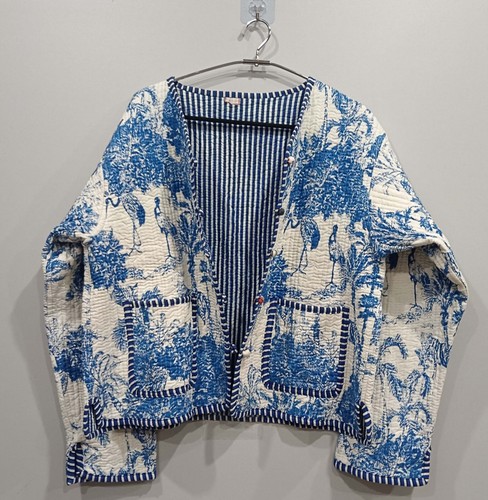 Indian Cotton Quilted Jacket, Lightweight & Warm Layering Piece for Every Season - Picture 5 of 9
