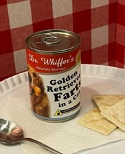 2x Funny Golden Retriever Dog Farts Soup Can Labels - Joke Gag GIFT - Pet Lover