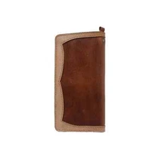 Large Trucker Leather Wallet – Ironbound with Chain – Cognac Biker Style