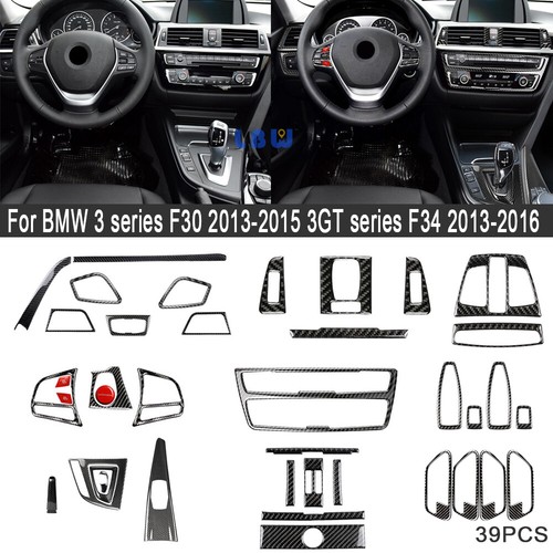 13pcs Real Carbon Fiber Interior Trim Kit For Audi A4 2009-2016 – Black, Direct Replacement