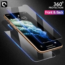 For iPhone 14/13/12 Pro/Max/Plus Front Tempered Glass + 9H Back Screen Protector