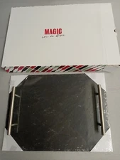 Magic in a Box black natural slate cheese board charcuterie 13"x10" silver handl