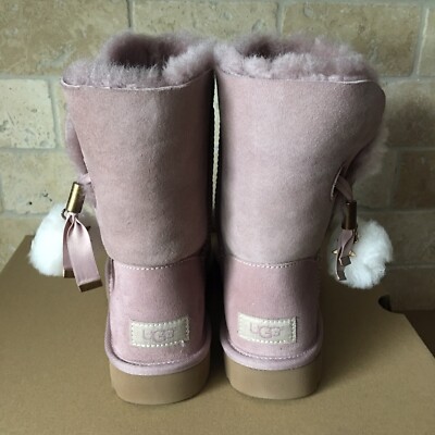 UGG Irina Star Charm Pom Pom Dusk Sheepskin Short Boots Size US 6