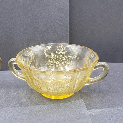 Vintage Federal Yellow Depression Glass Sugar Bowl and Mug - Picture 3 of 9