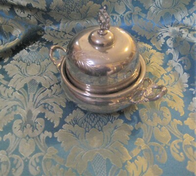 Benedict Mfg Co Quadruple Silverplate Antique 3 Pc Butter Bowl w