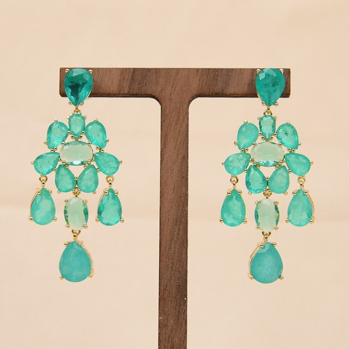 A+ Grade Natural Phantom Stone Green Quartz Earrings Handmade For Lady - Picture 2 of 10