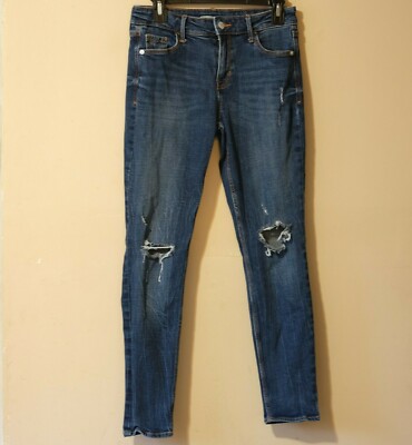 Old Navy Womens Sz 6 Blue Rockstar Super Skinny Jeans Stretch Distressed #p26-12