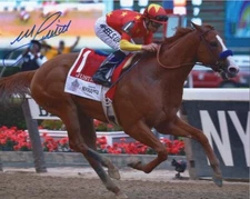 Justify 2018 Belmont Stakes Finish Photo 8x10 Signed Mike Smith