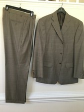 NEVER WORN Bachrach Mens 3 Buuton Suit Light Gray 100 Wool 40R/ 34W 38 I/ 600