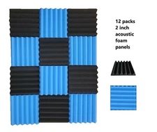 12 Pack Wedge Premium Acoustic Soundproofing Studio Foam Tiles 12" x 12" x 2"