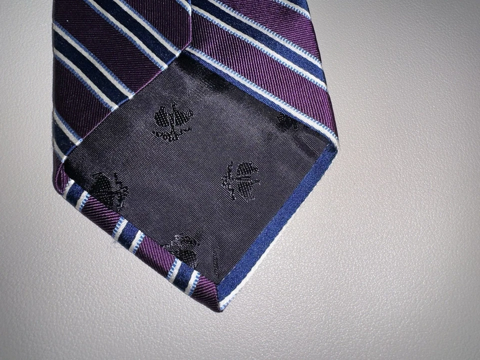 Brooks Brothers 346 Purple Navy Repp Stripe  100% Silk Necktie Made In USA - Image 2 of 4