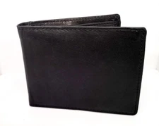 Bullz Men's Black Leather Quality Bifold Coin Compartment Wallet