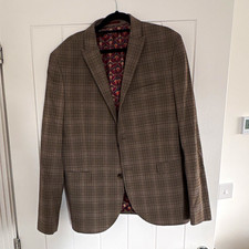NEXT Men’s Brown Check 2 Piece Suit 42R 34Inch Chest Single-Breasted