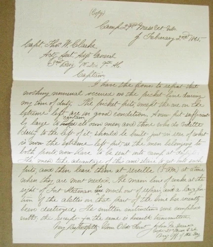 CIVIL WAR FORT STEDMAN VIRGINIA  PICKET REPORT PETERSBURG IRISH BRIGADE