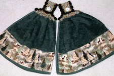 2 Double Crochet Premium Hanging Kitchen Towels ~ WINTER SCENE