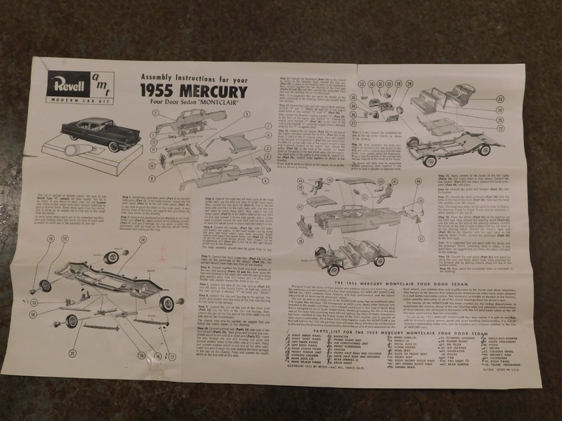 ORIG 1955 Revell AMT 1:32 Kit  H-1204 1955 MERCURY MONTCLAIR 4 DOOR INSTRUCTIONS